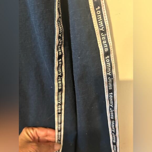 Vintage 90’s/Y2K Tommy Jeans cotton rip stop logo ribbon navy maxi skirt. Size 9 - Picture 6 of 8